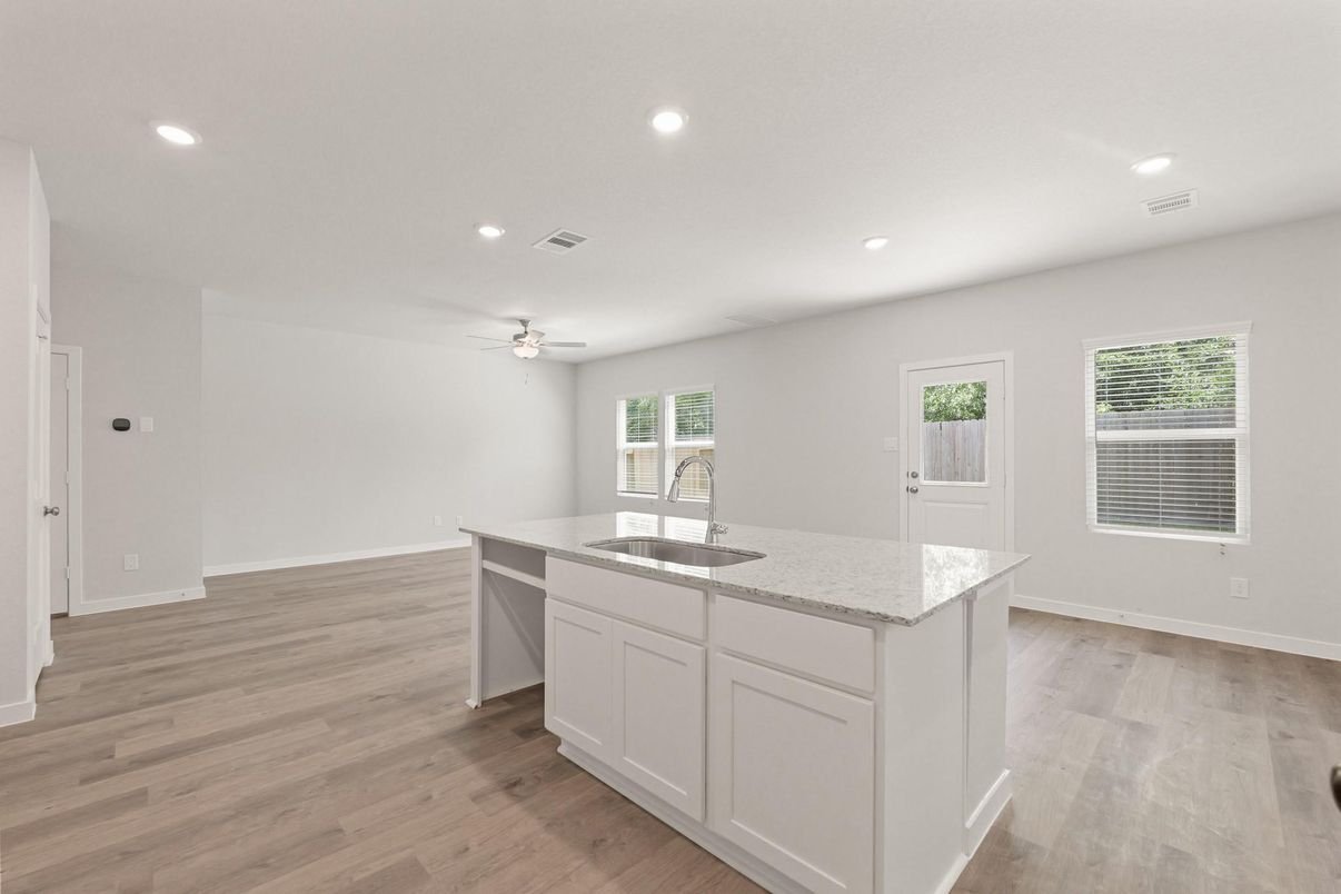 Interior, Kitchen, Recessed Lighting, Wood Texture Flooring