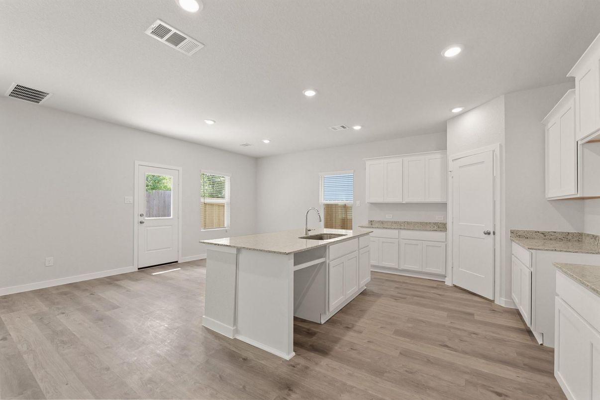 Interior, Kitchen, Recessed Lighting, Wood Texture Flooring