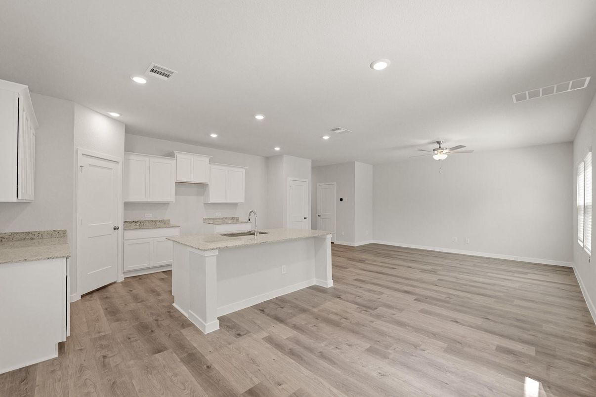 Interior, Kitchen, Recessed Lighting, Wood Texture Flooring
