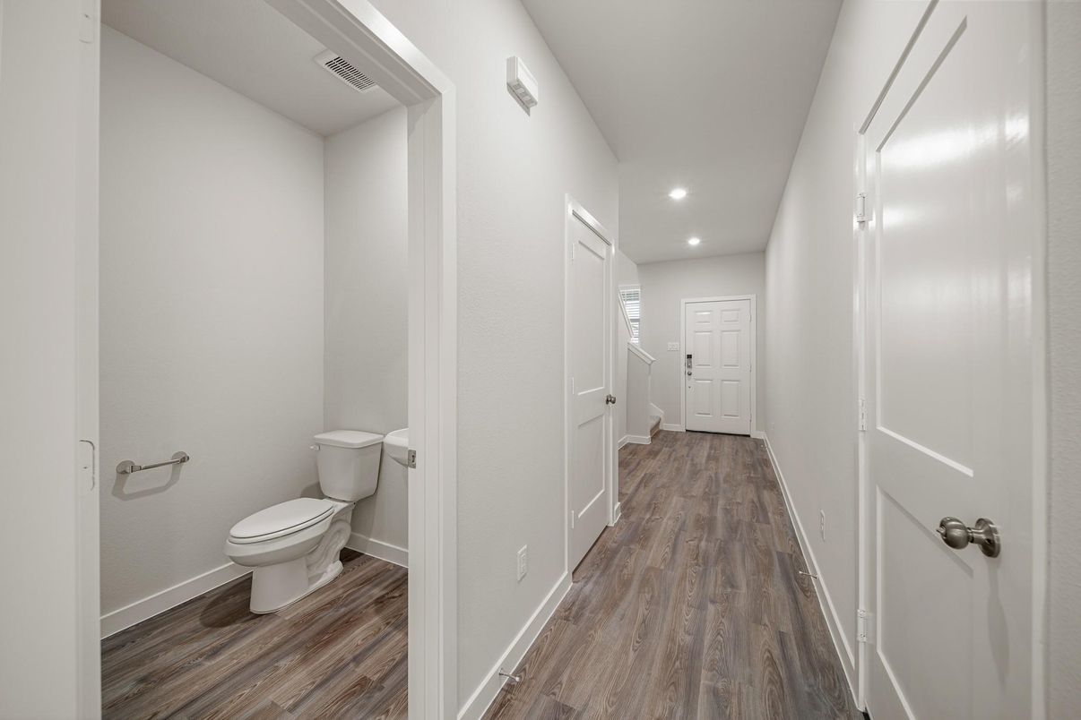 Bathroom, Interior, Recessed Lighting, Wood Texture Flooring