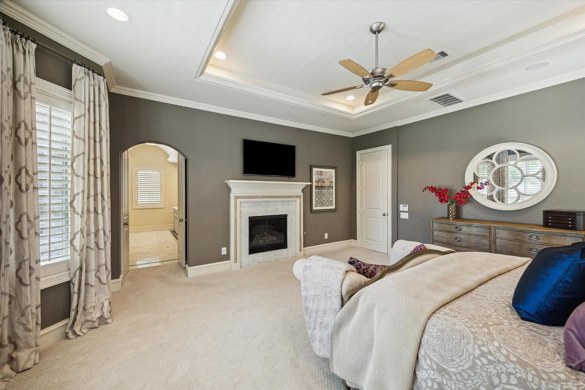 Bedroom, Fireplace, Interior, Recessed Lighting