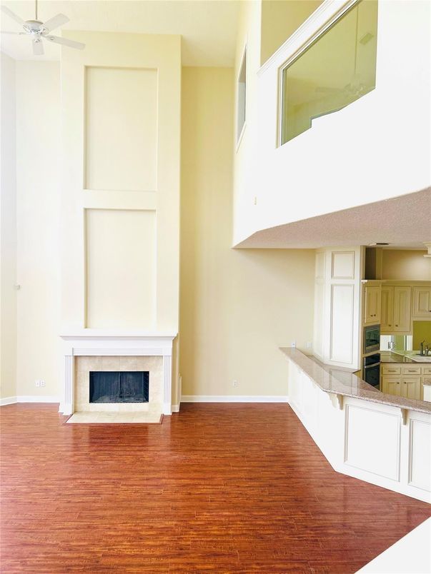 Fireplace, Interior, Kitchen, Wood Texture Flooring