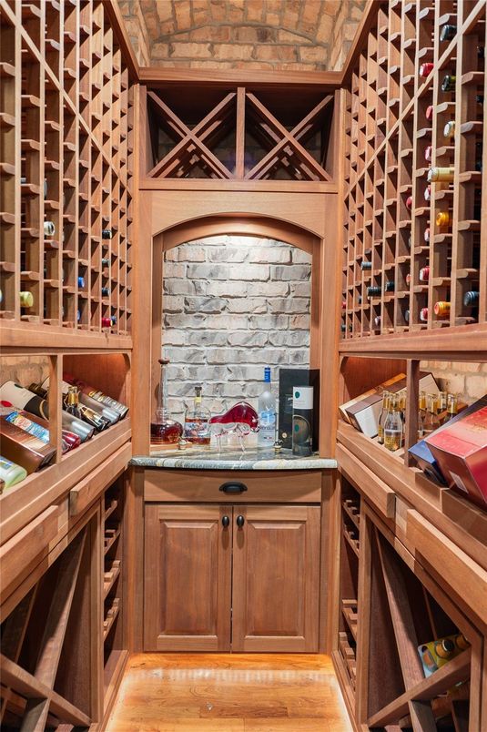 Interior, Stone Walls, Wine Storage, Wood Texture Flooring
