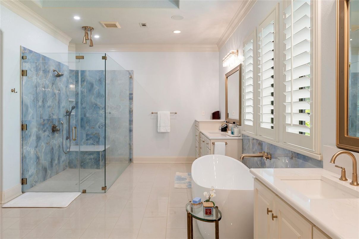 Bathroom, Glass Shower, Interior, Recessed Lighting