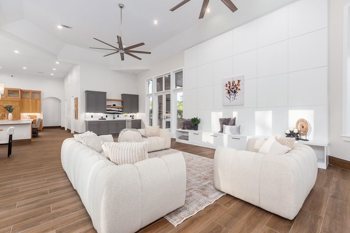 Interior, Kitchen, Living room, Recessed Lighting, Wood Texture Flooring