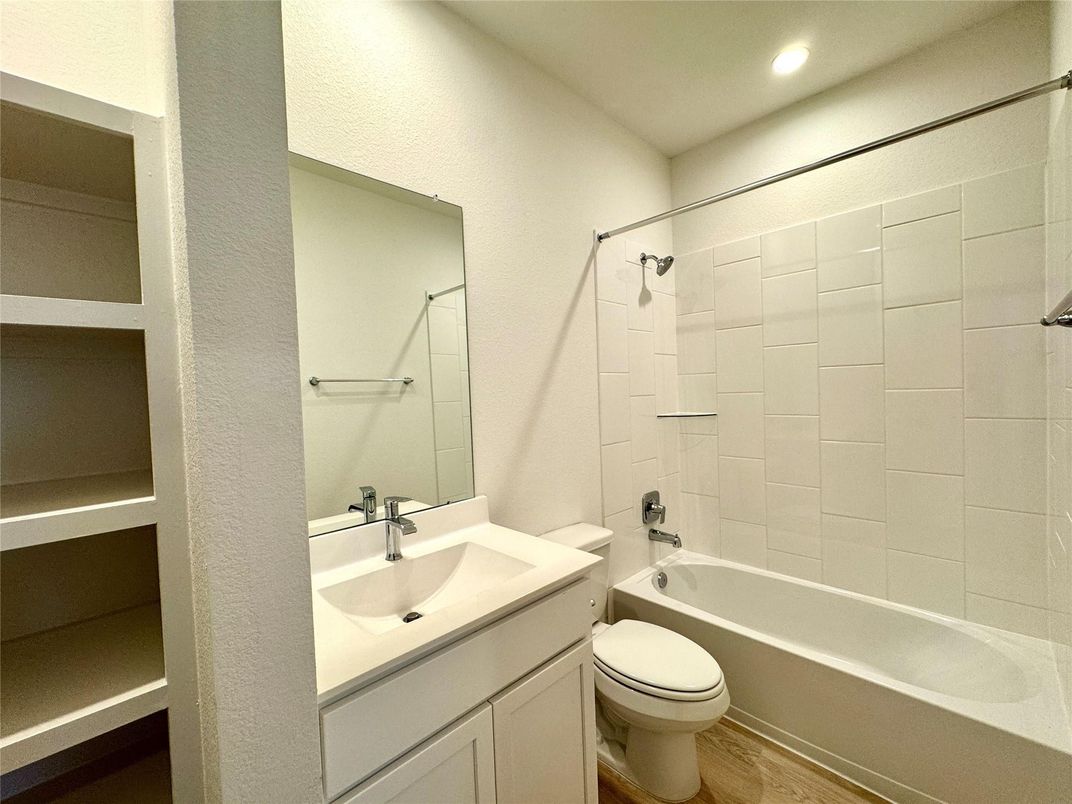 Bathroom, Interior, Recessed Lighting, Wood Texture Flooring