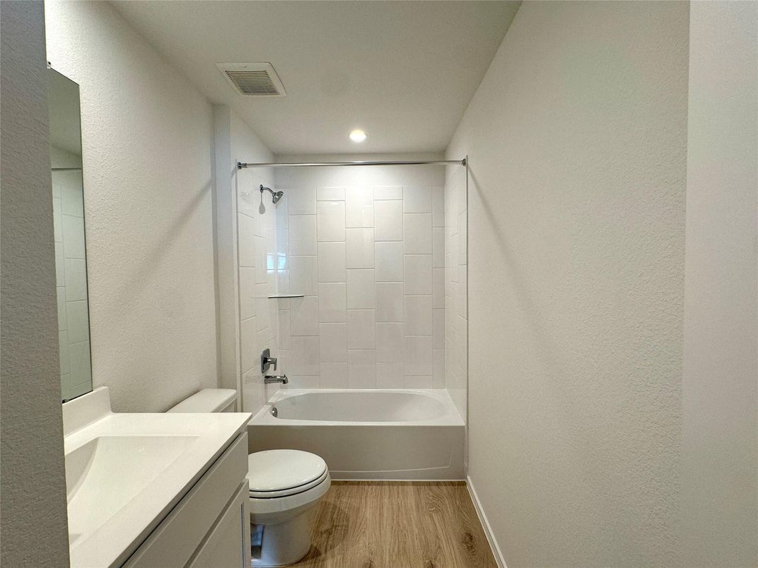 Bathroom, Interior, Recessed Lighting, Wood Texture Flooring
