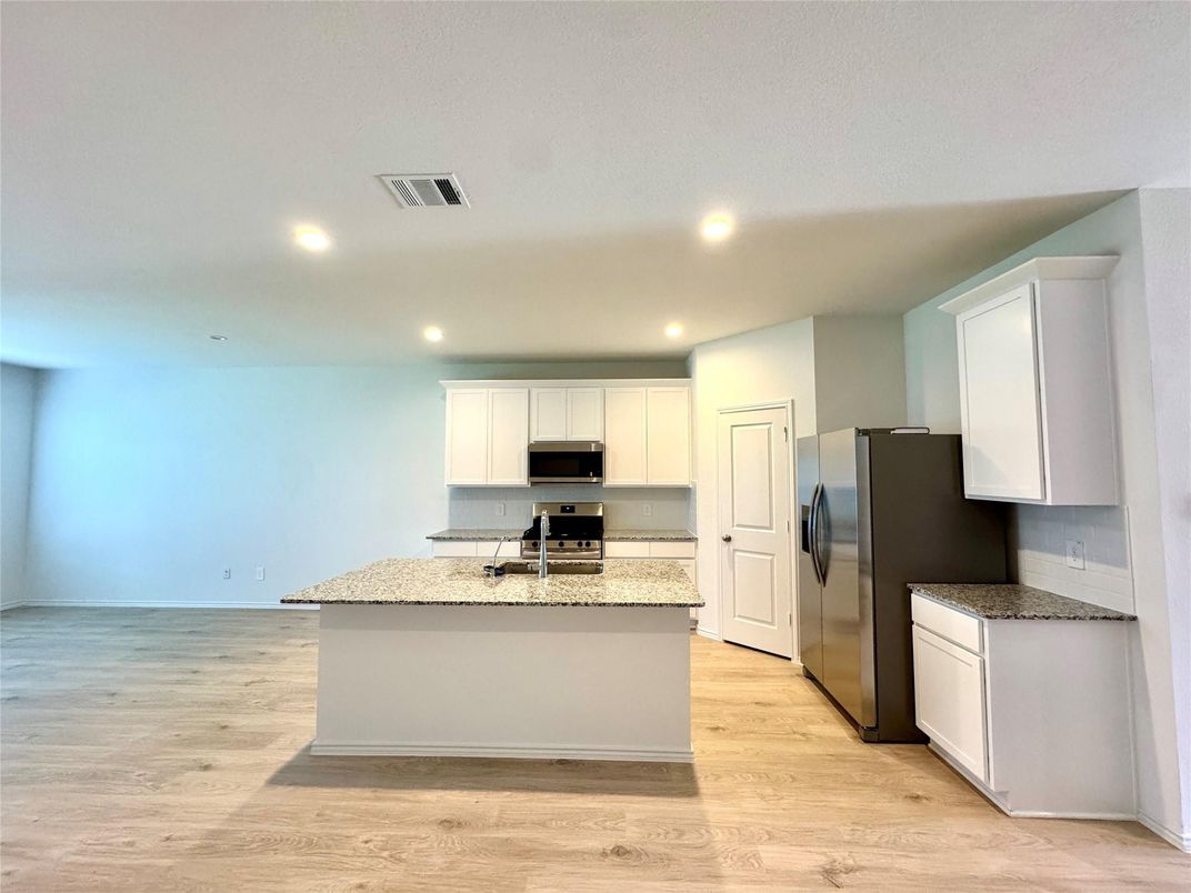 Interior, Kitchen, Recessed Lighting, Wood Texture Flooring