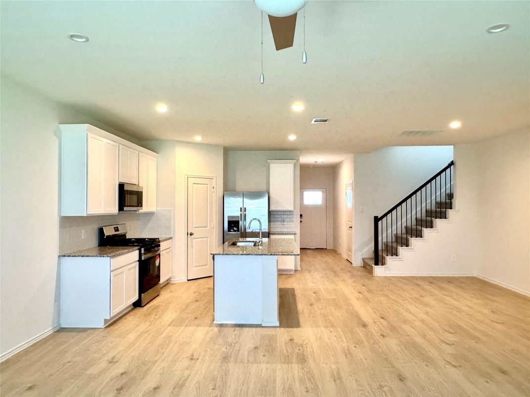 Interior, Kitchen, Recessed Lighting, Wood Texture Flooring