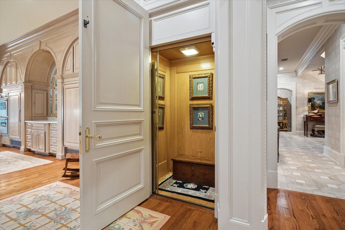 Elevator, Interior, Recessed Lighting, Wooden Ceilings, Wood Texture Flooring, Wooden Walls