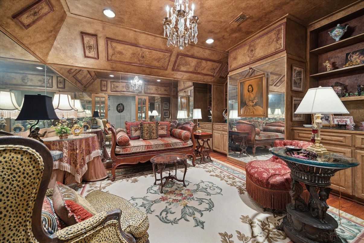 Chandelier, Interior, Living room, Recessed Lighting, Wooden Walls