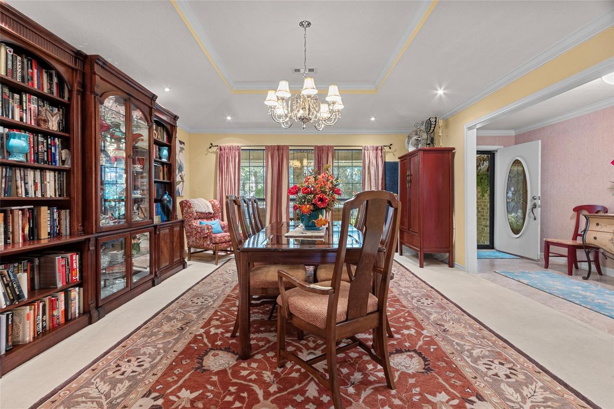 Chandelier, Dining room, Interior, Recessed Lighting