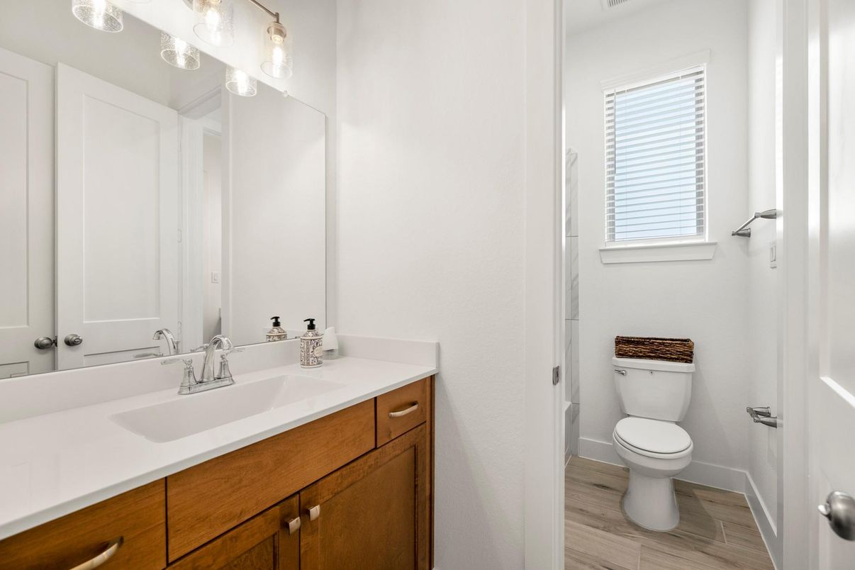 Bathroom, Dual Sink Vanities, Interior, Wood Texture Flooring