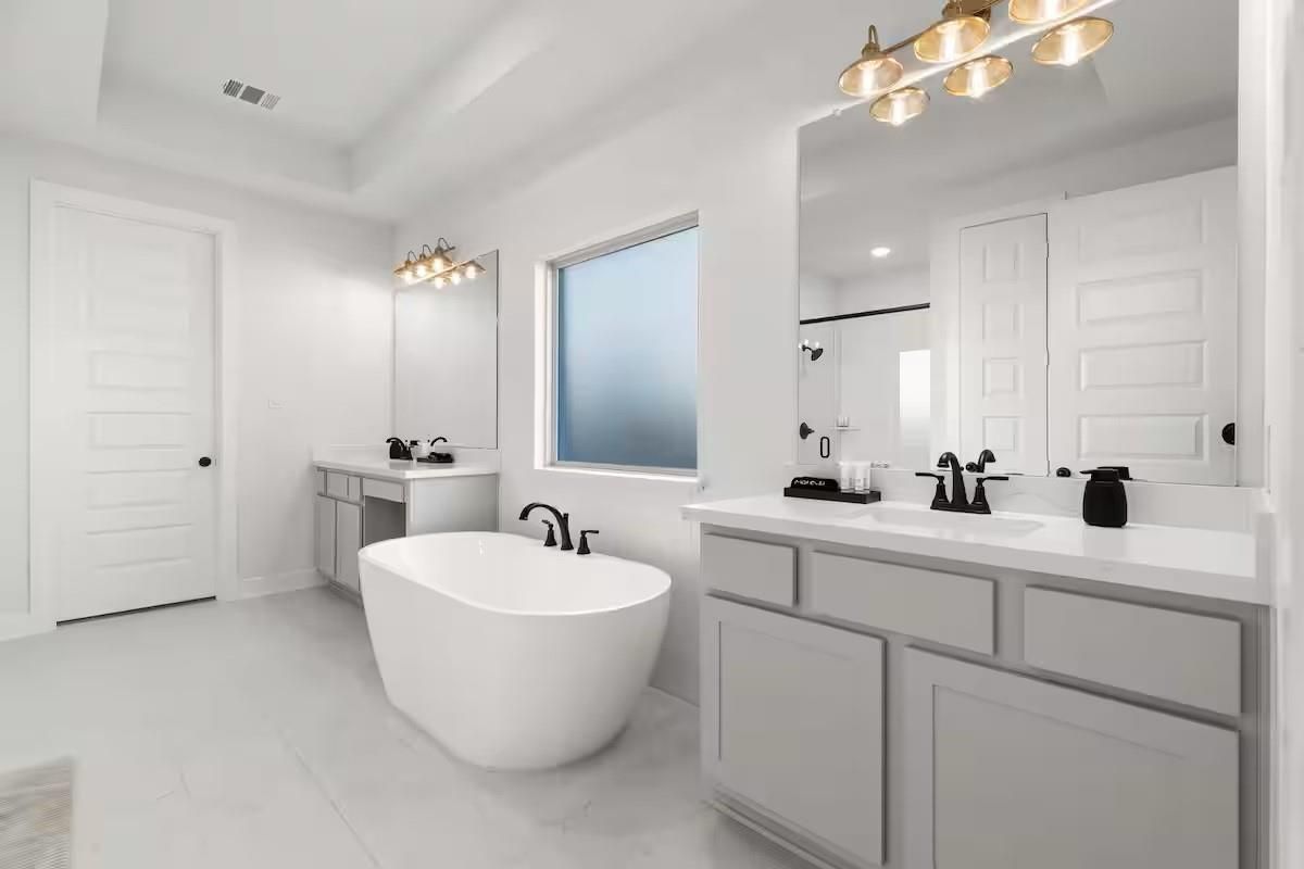 Bathroom, Dual Sink Vanities, Free Standing Baths, Interior, Marble