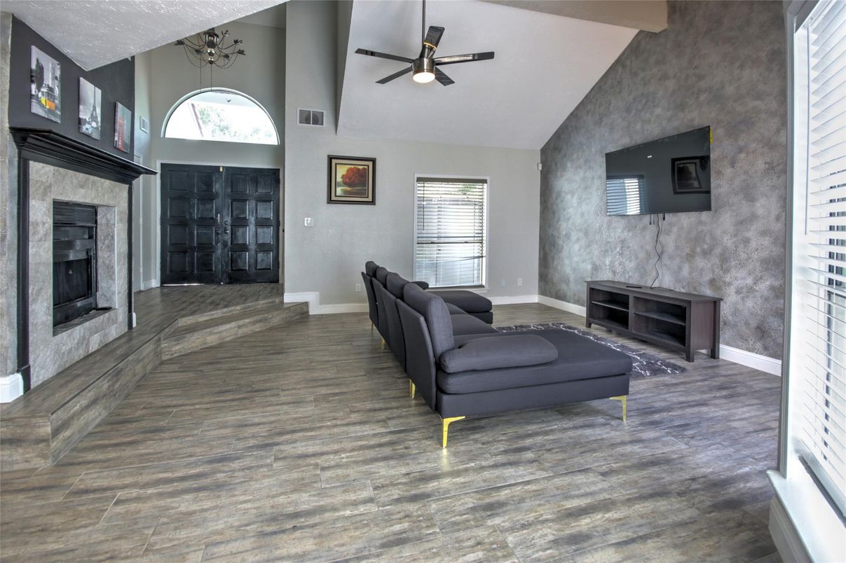 Fireplace, Interior, Wood Texture Flooring