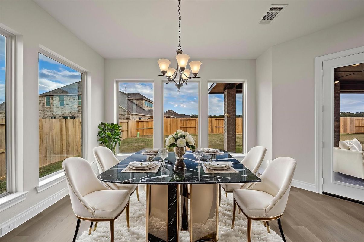 Chandelier, Dining room, Interior, Wood Texture Flooring