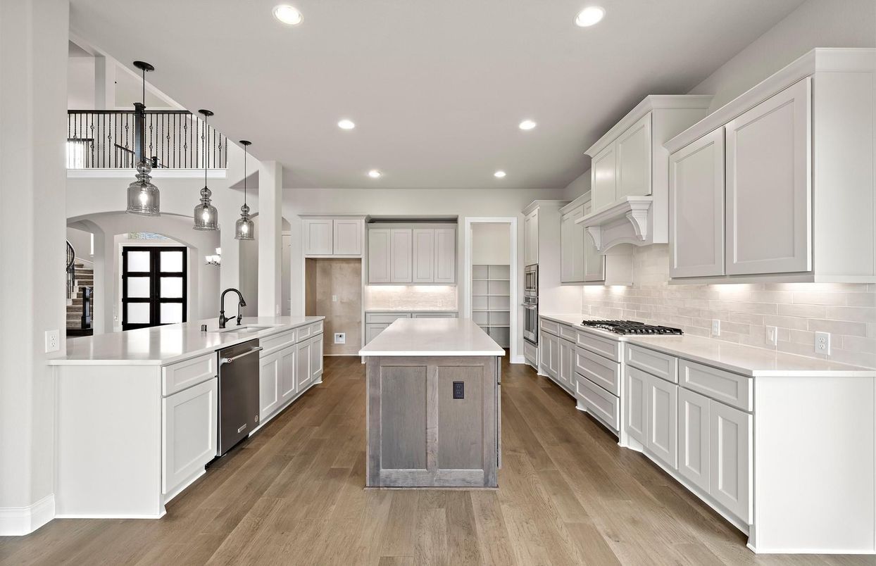 Interior, Kitchen, Pendant Lights, Recessed Lighting, Wood Texture Flooring