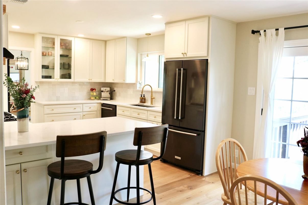 Interior, Kitchen, Recessed Lighting, Wood Texture Flooring