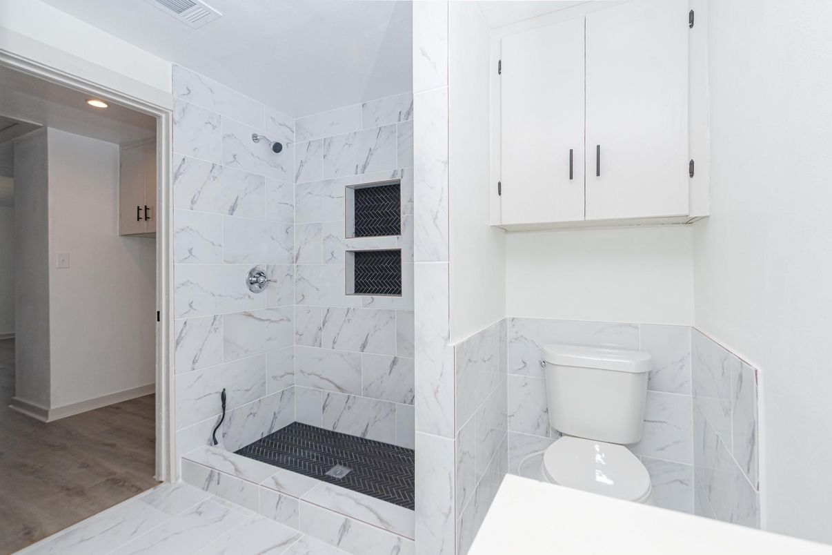 Bathroom, Interior, Marble, Marble Walls, Wood Texture Flooring