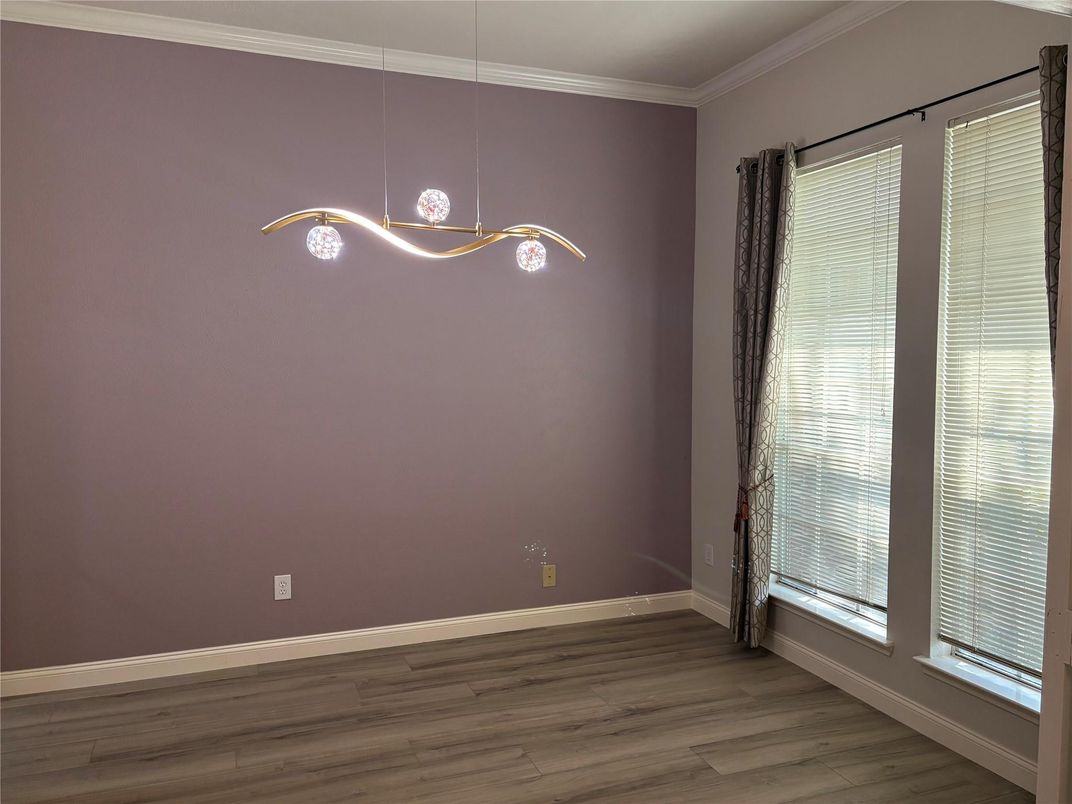 Empty room, Interior, Pendant Lights, Wood Texture Flooring