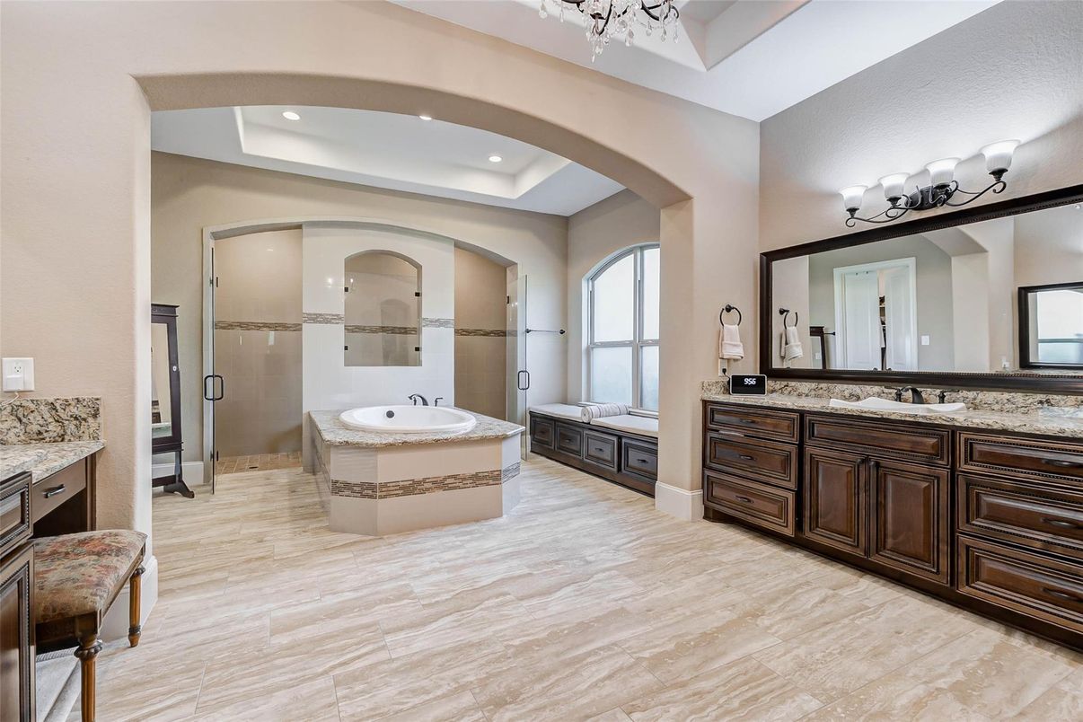 Bathroom, Dual Sink Vanities, Glass Shower, Interior, Recessed Lighting