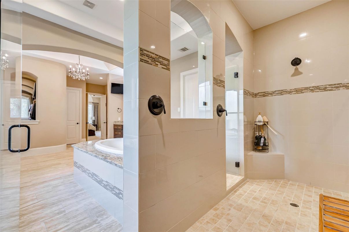 Bathroom, Chandelier, Interior, Recessed Lighting