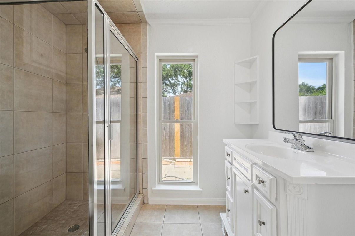 Bathroom, Dual Sink Vanities, Glass Shower, Interior