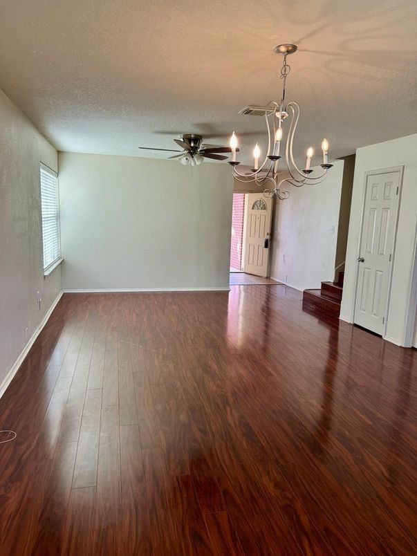Chandelier, Empty room, Interior, Wood Texture Flooring