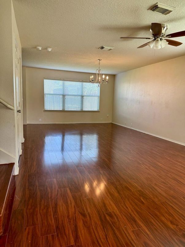 Chandelier, Empty room, Interior, Wood Texture Flooring
