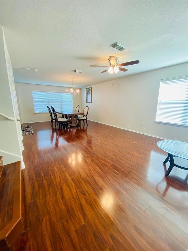 Chandelier, Dining room, Interior, Wood Texture Flooring