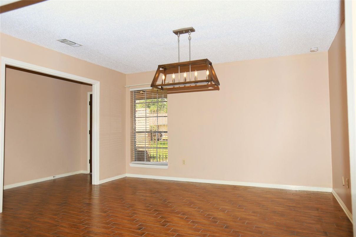 Empty room, Interior, Pendant Lights, Wood Texture Flooring