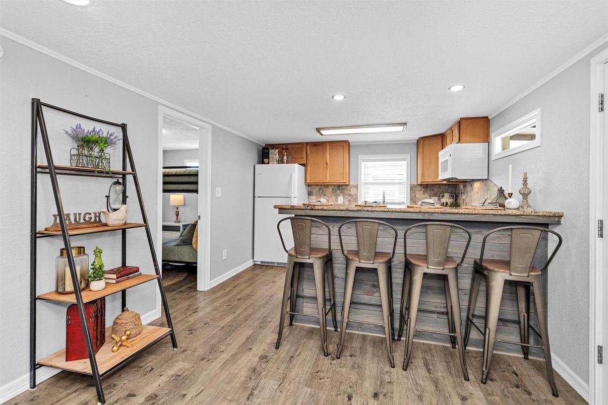 Interior, Kitchen, Recessed Lighting, Wood Texture Flooring