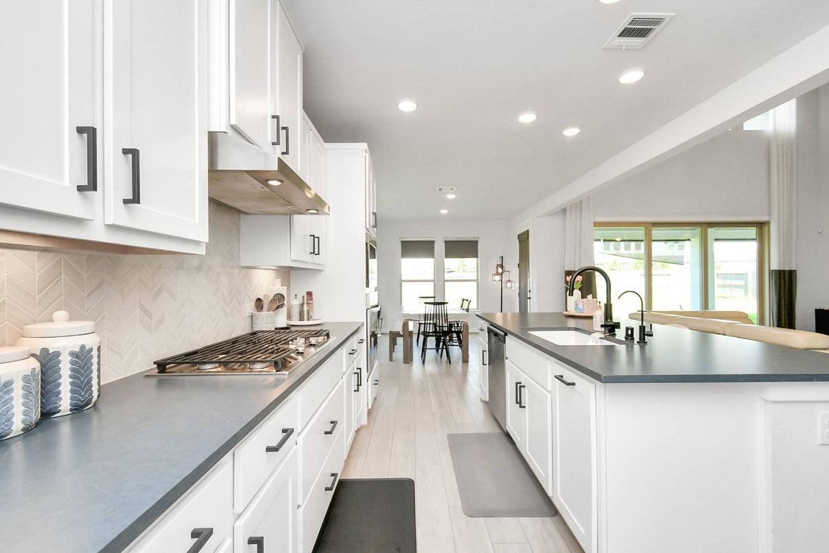 Interior, Kitchen, Recessed Lighting, Wood Texture Flooring