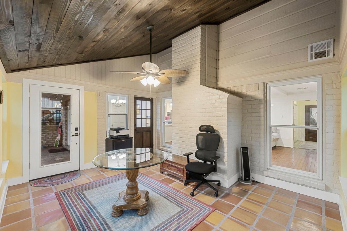 Home Office, Interior, Stone Walls, Wooden Ceilings