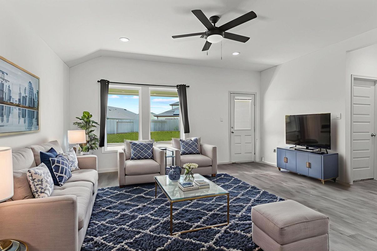 Interior, Living room, Recessed Lighting, Wood Texture Flooring