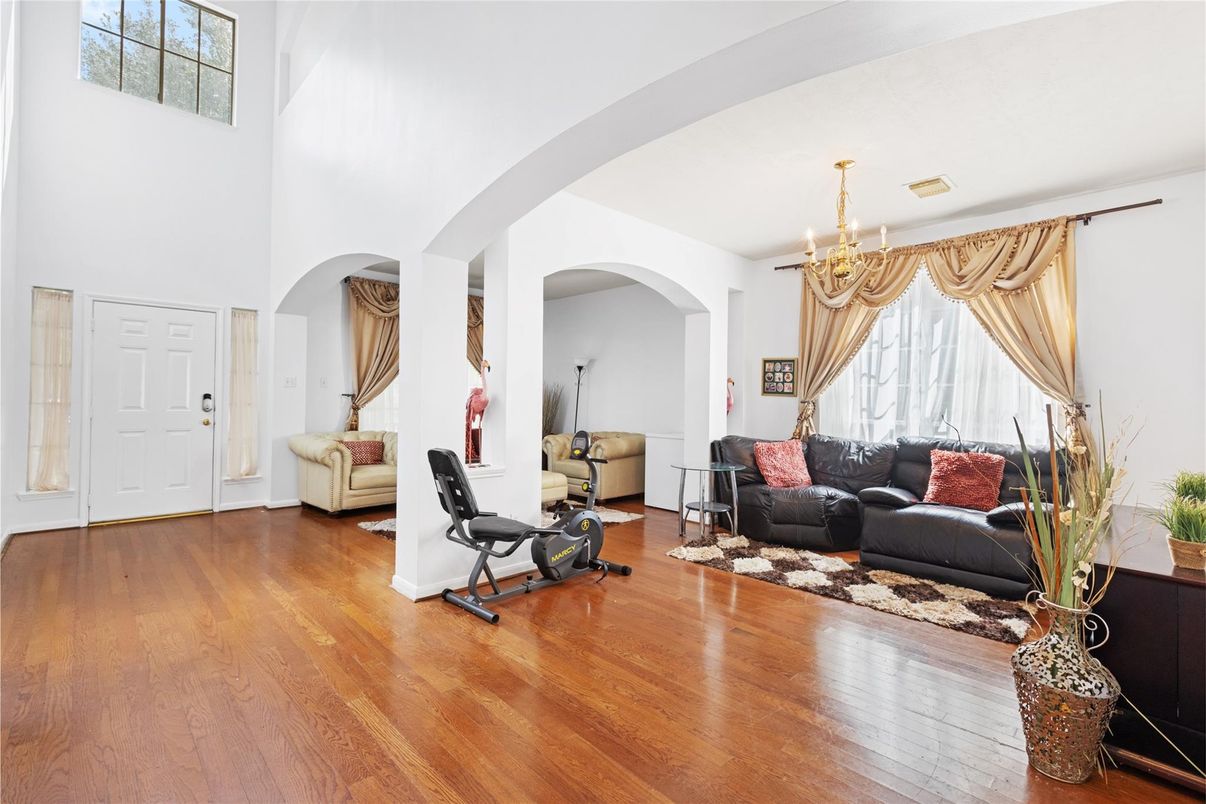 Chandelier, Interior, Living room, Wood Texture Flooring