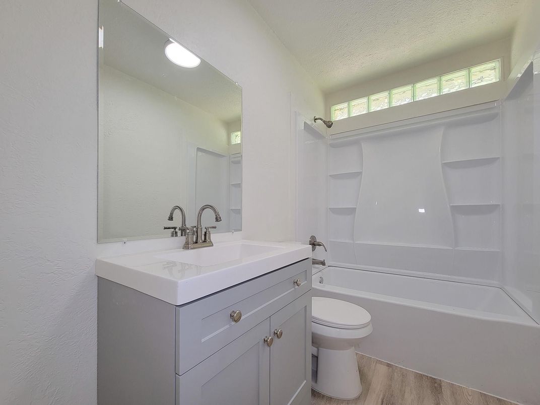 Bathroom, Interior, Recessed Lighting, Wood Texture Flooring