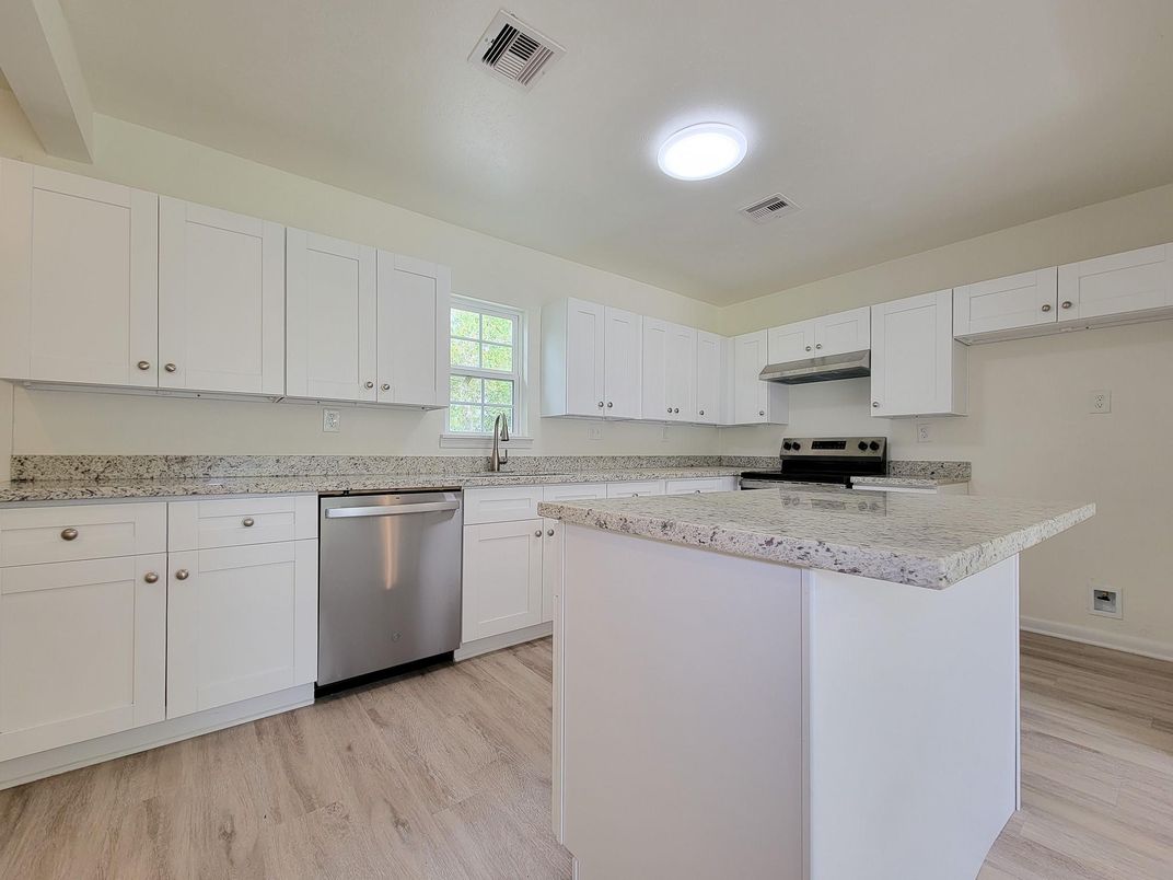 Interior, Kitchen, Stainless Steel Appliances, Wood Texture Flooring