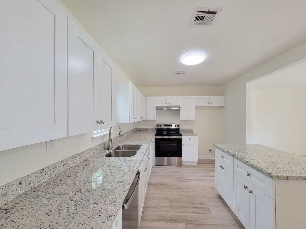Interior, Kitchen, Stainless Steel Appliances, Wood Texture Flooring