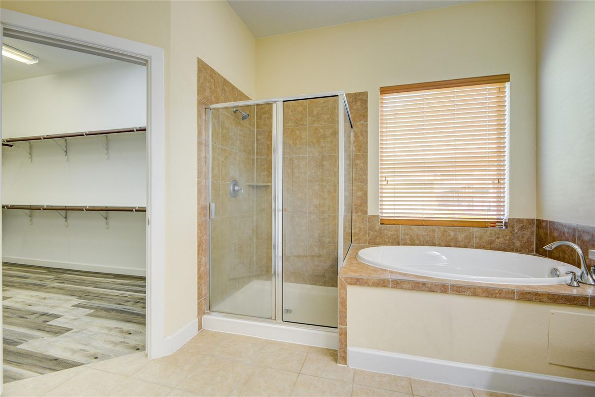 Bathroom, Glass Shower, Interior, Wood Texture Flooring