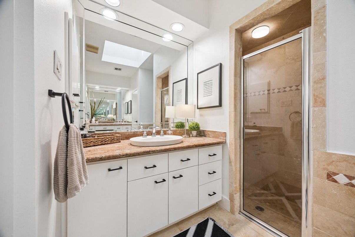 Bathroom, Dual Sink Vanities, Glass Shower, Interior, Recessed Lighting