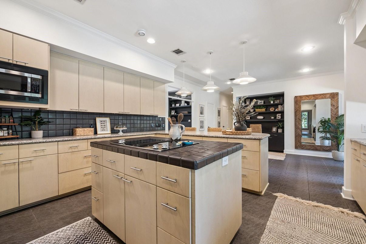 Interior, Kitchen, Pendant Lights, Recessed Lighting, Stainless Steel Appliances, Tile Countertops