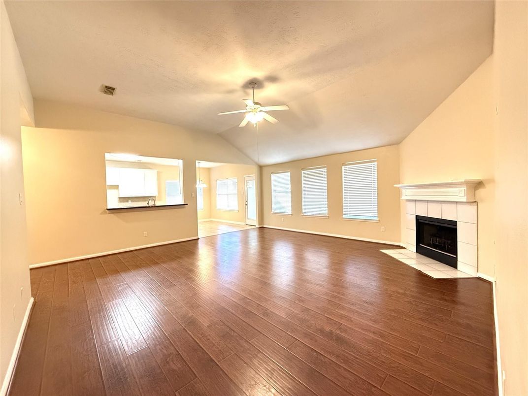 Empty room, Fireplace, Interior, Wood Texture Flooring