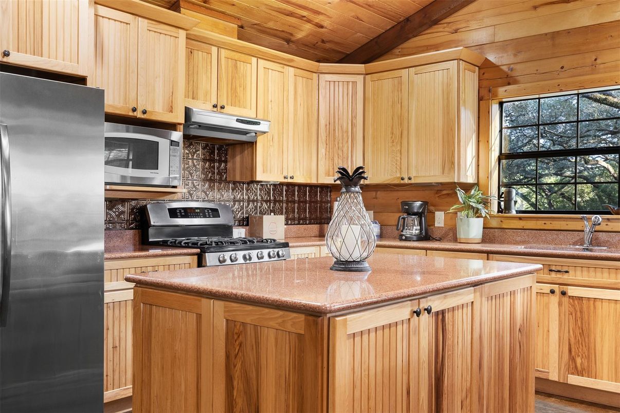 Interior, Kitchen, Stainless Steel Appliances, Wooden Ceilings, Wood Texture Flooring