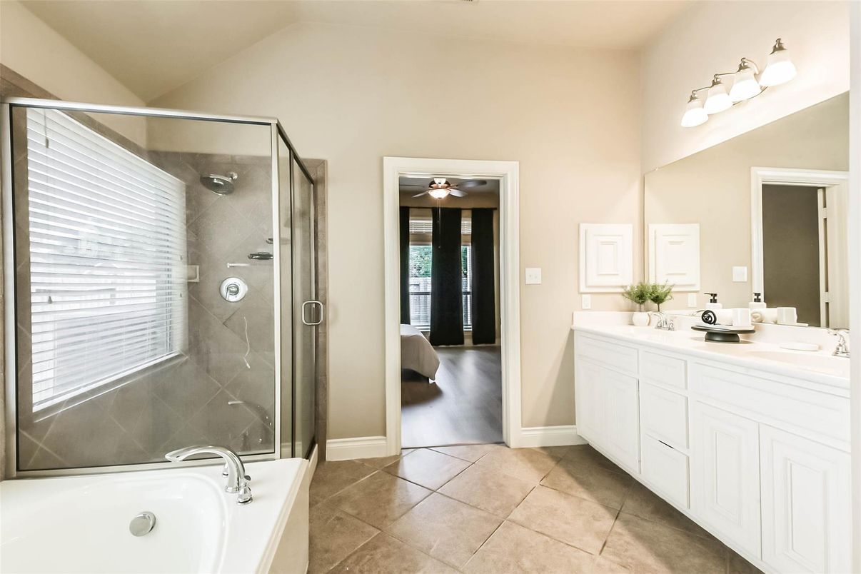 Bathroom, Dual Sink Vanities, Glass Shower, Interior