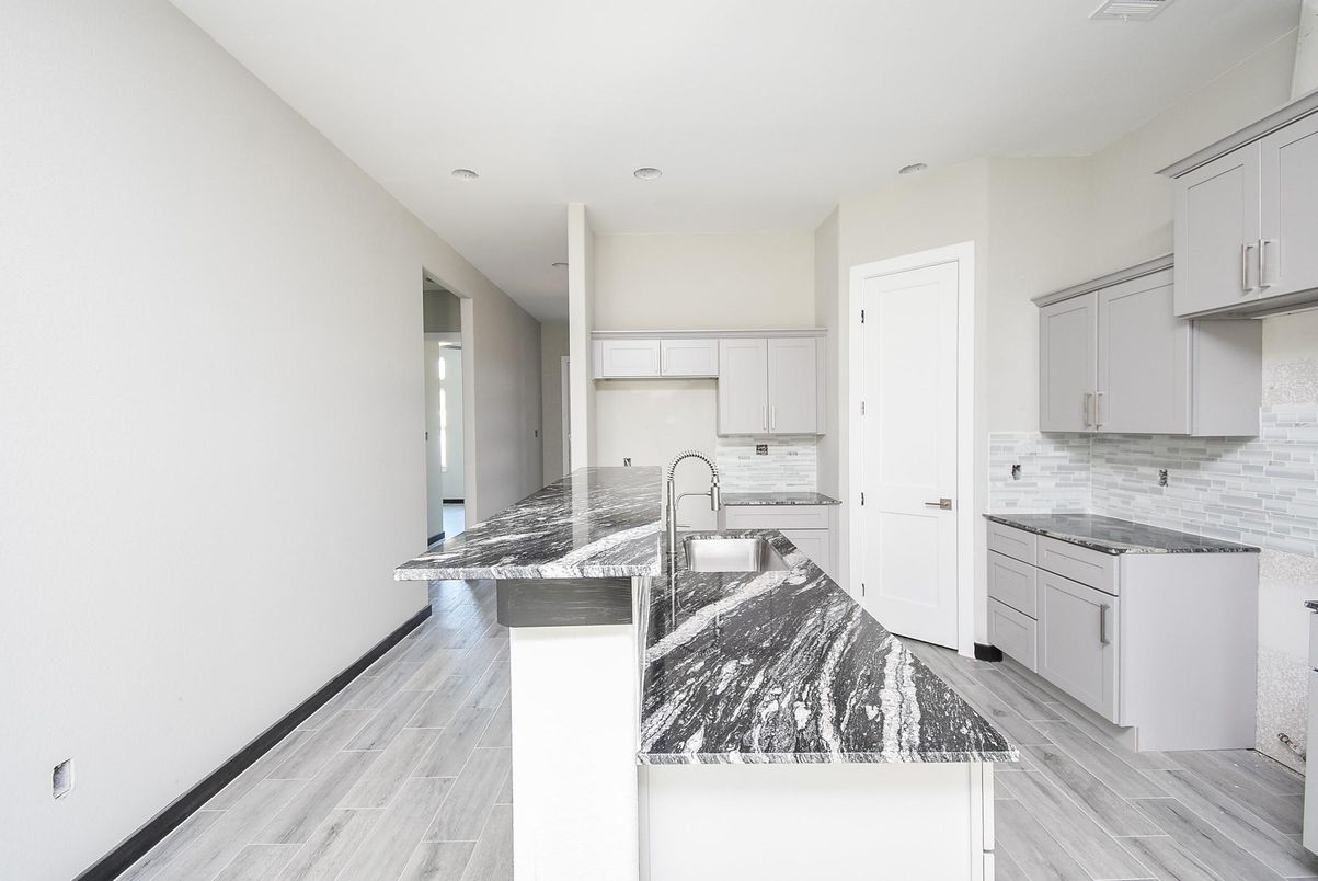 Interior, Kitchen, Recessed Lighting, Wood Texture Flooring