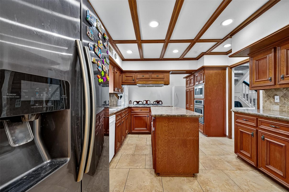 Interior, Kitchen, Recessed Lighting, Wooden Beams