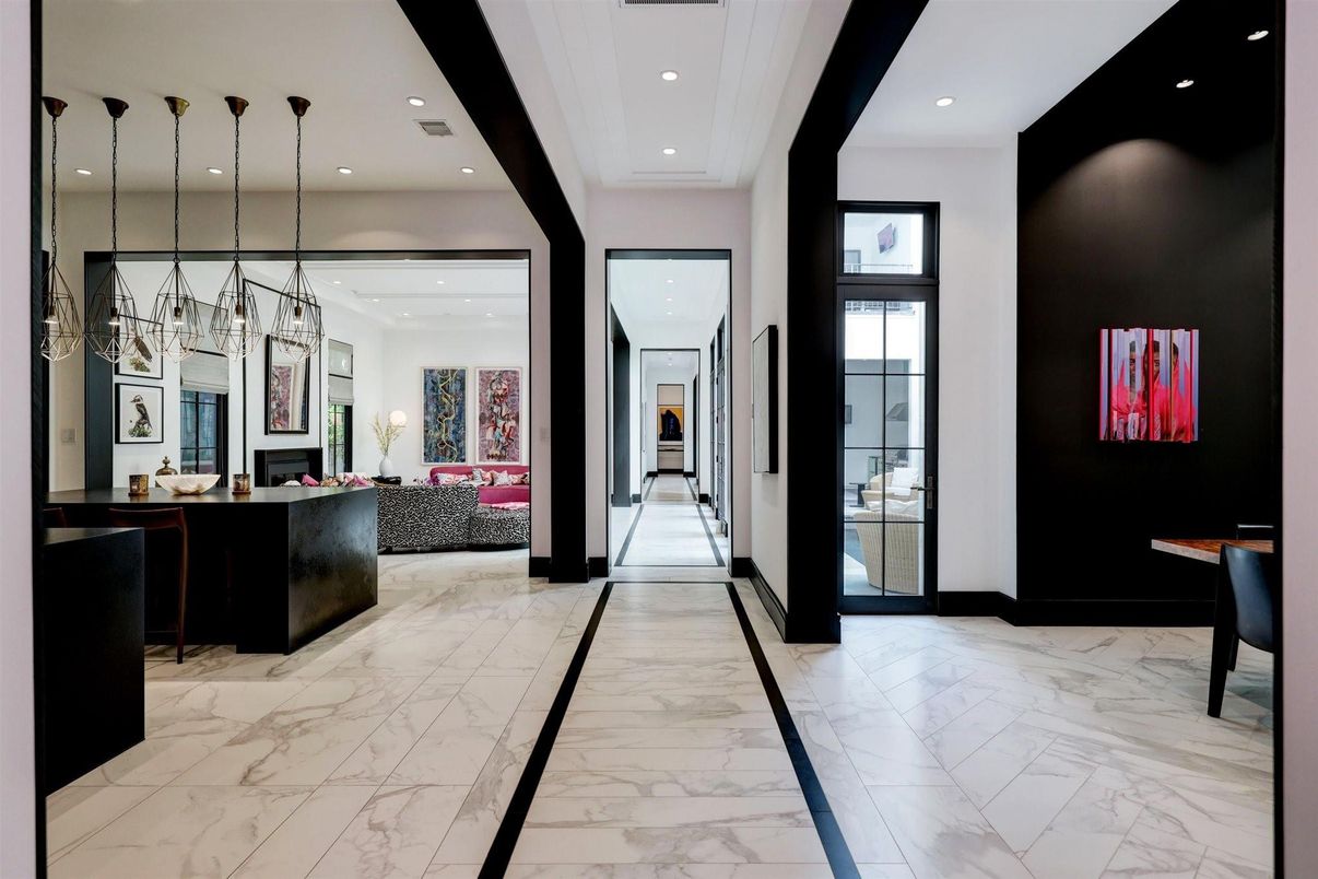 Interior, Living room, Marble, Pendant Lights, Recessed Lighting
