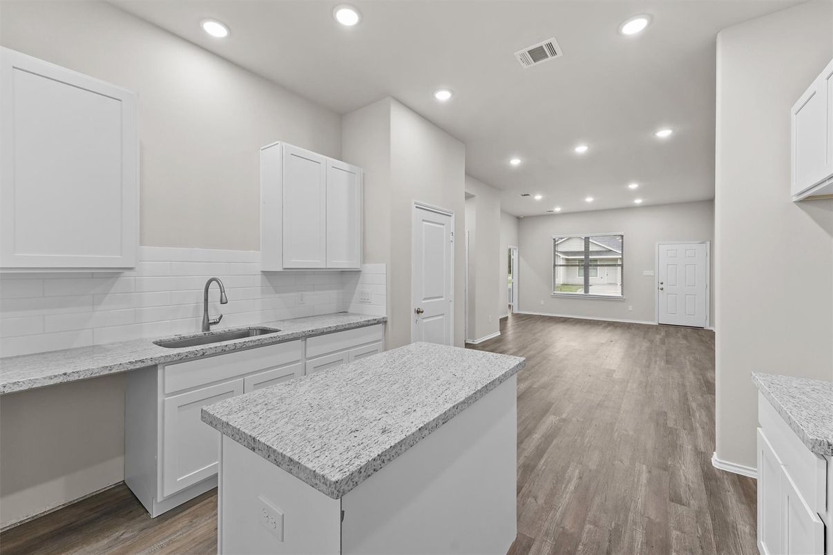 Interior, Kitchen, Recessed Lighting, Wood Texture Flooring