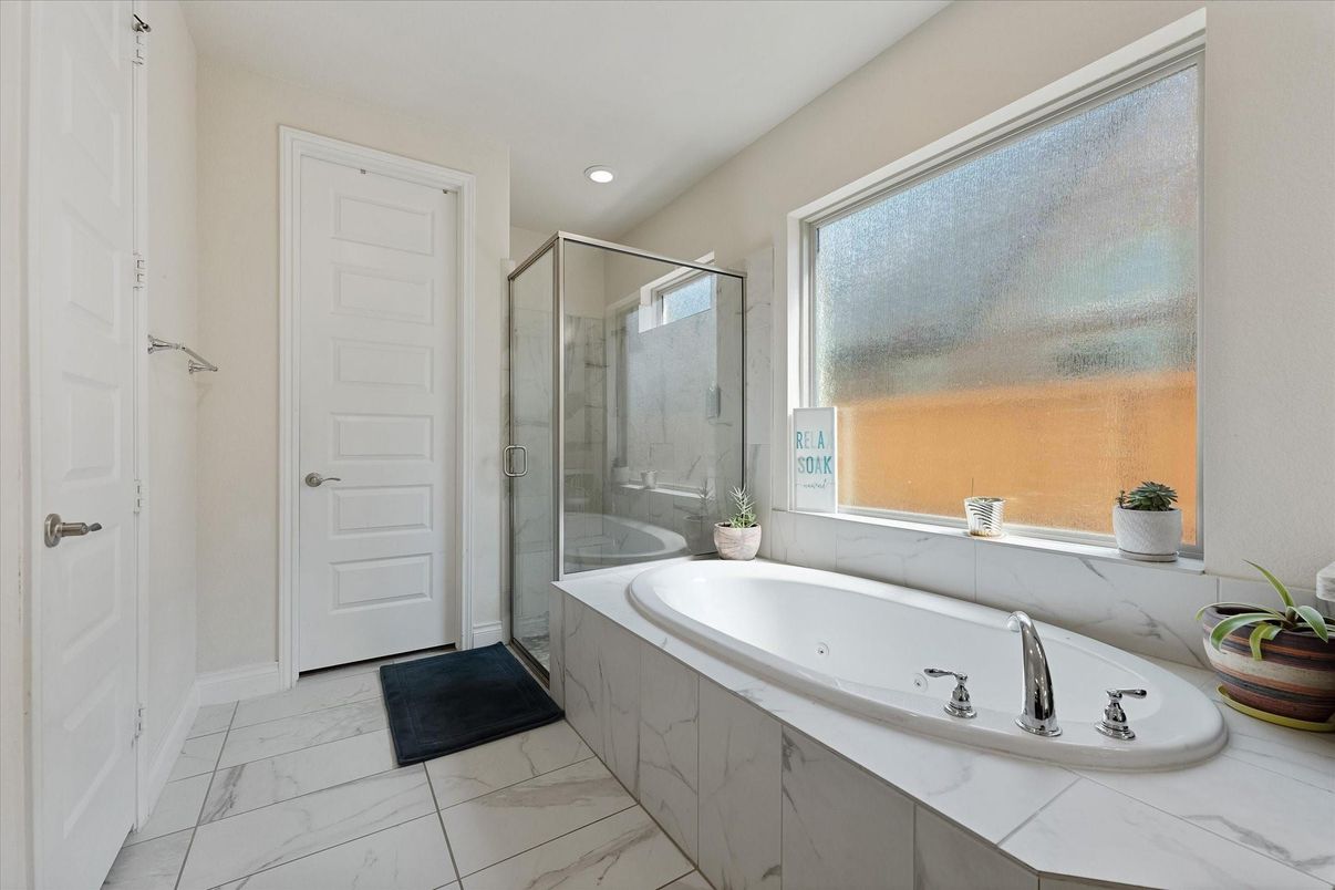 Bathroom, Glass Shower, Interior, Marble, Recessed Lighting